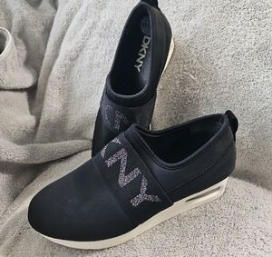 DKNY Black Slip-On Sneakers with NY Logo